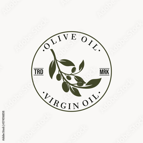 olive plant logo template. olive branch tree virgin oil vector illustration.
