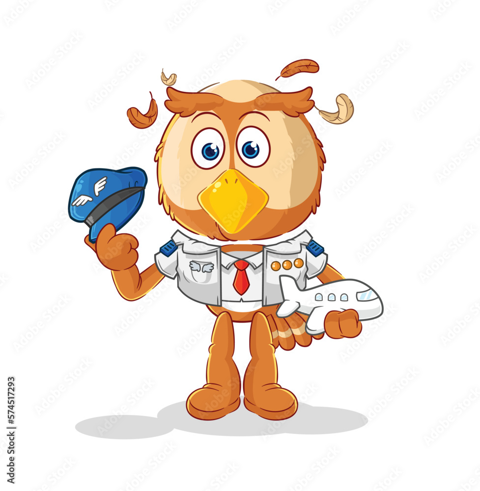 Obraz premium owl pilot mascot. cartoon vector