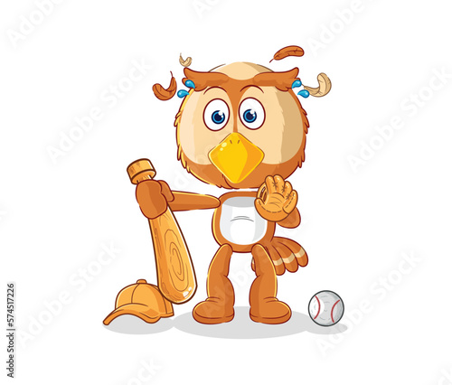 owl baseball Catcher cartoon. cartoon mascot vector