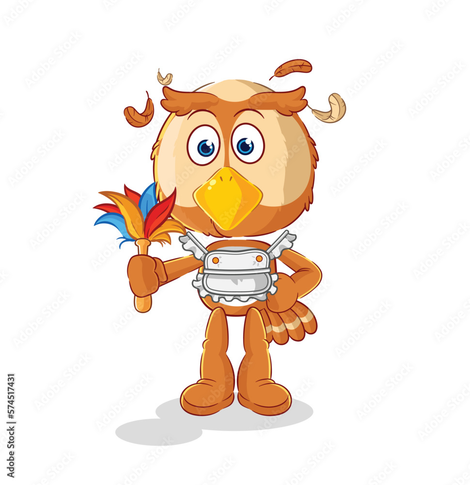Fototapeta premium owl maid mascot. cartoon vector
