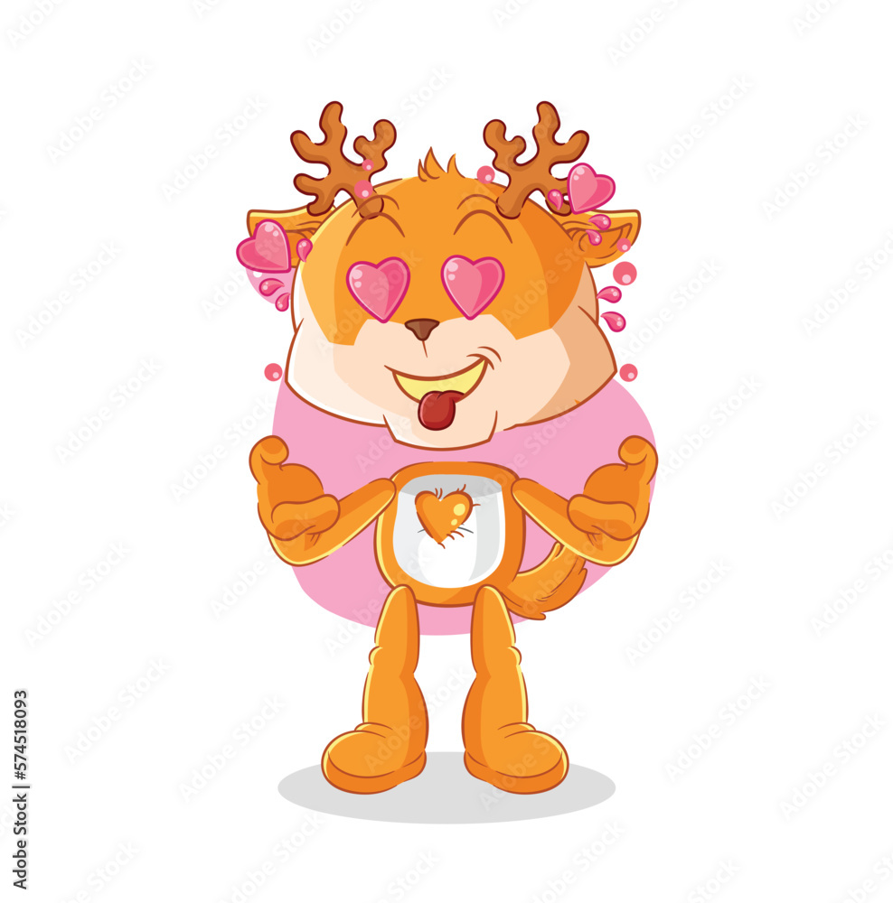 deer fallin love vector. cartoon character deer fallin love vector. cartoon character