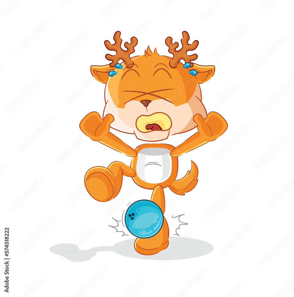 deer hiten by bowling cartoon. cartoon mascot vector