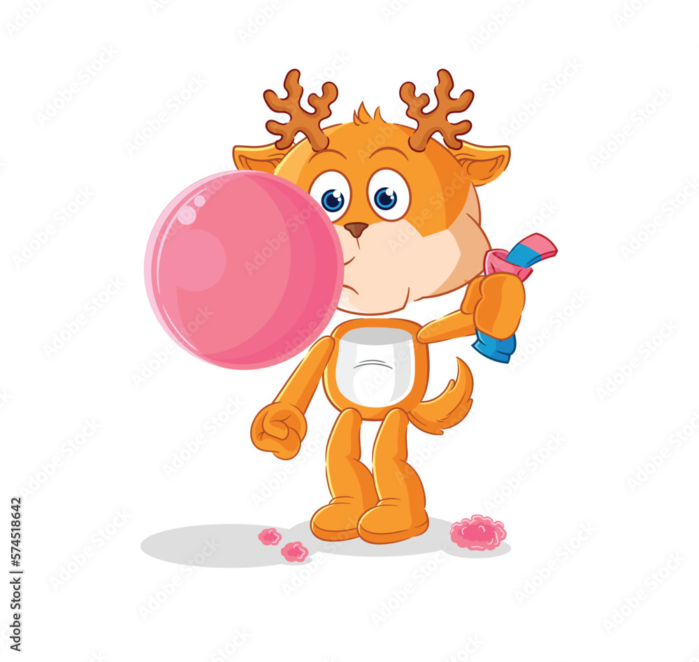 Fototapeta premium deer chewing gum vector. cartoon character