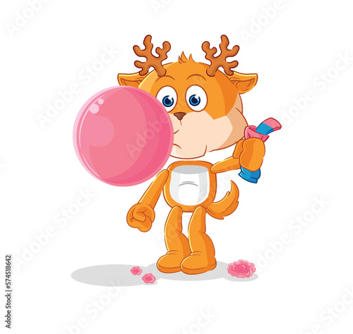 deer chewing gum vector. cartoon character