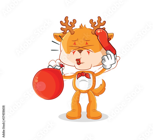 deer pantomime blowing balloon. cartoon mascot vector