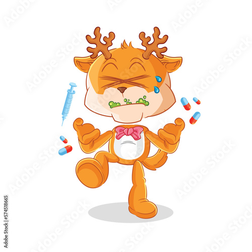 deer drug overdose. cartoon illustration