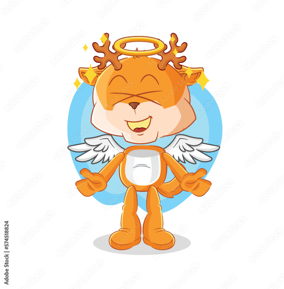 deer angel with wings vector. cartoon character