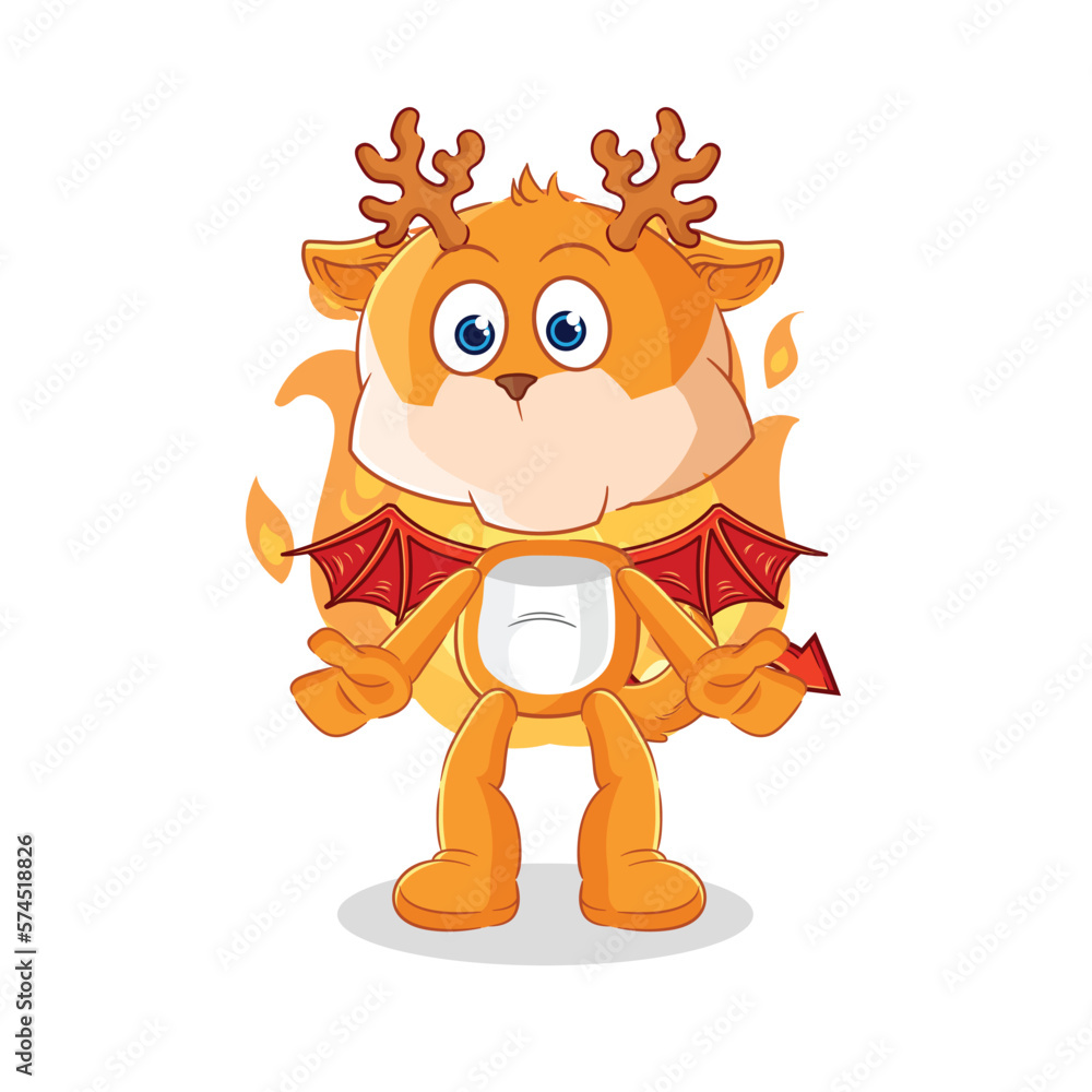 Obraz premium deer demon with wings character. cartoon mascot vector