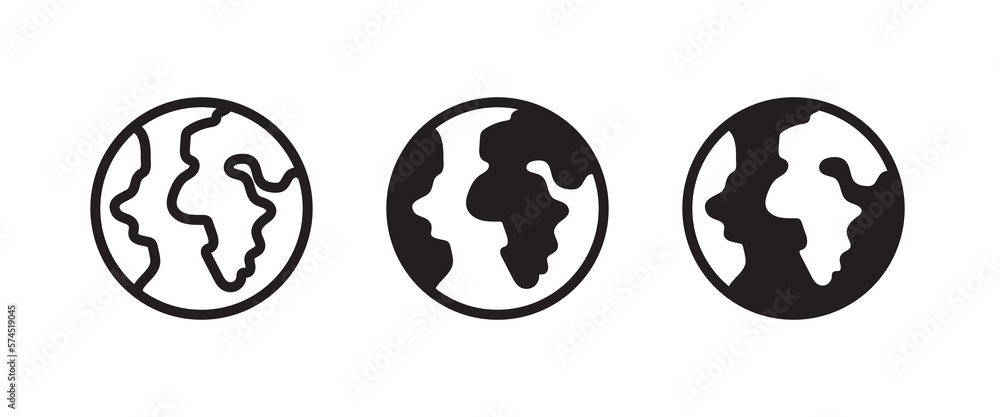 World planet icon, Globe icon. Planet earth icons button, vector, sign, symbol, logo, illustration, editable stroke, flat design style isolated on white linear pictogram World planet icon, Globe icon. Planet earth icons button, vector, sign, symbol, logo, illustration, editable stroke, flat design style isolated on white linear pictogram
