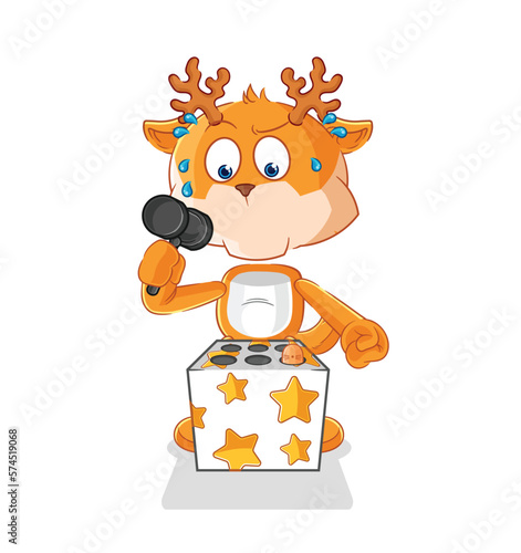deer play whack a mole mascot. cartoon vector