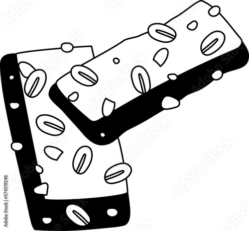 Picnics Food Granola Bars icon hand drawn design elements for decoration.