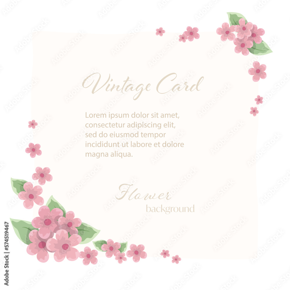 Cute flowers decorate for simple floral frame bouquet template background. Botanical flower and leaf branch can be used for greeting or wedding anniversary.Vector illustration invitation card concept.