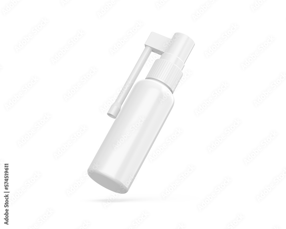 Blank plastic bottle with long and short nozzle sprayer for oral spray mockup template isolated on white background, 3d illustration. Blank plastic bottle with long and short nozzle sprayer for oral spray mockup template isolated on white background, 3d illustration.