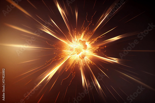 Abstract Star or Sun with Explosion and Fast Motion Effect on Black Background, generative ai