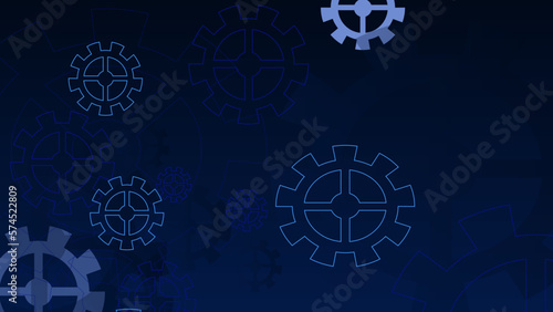 Industrial science, clockwork, technology. Technical blueprint template illustration on dark blue vector background.