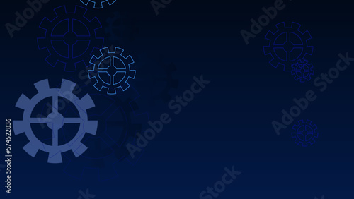 Industrial science, clockwork, technology. Technical blueprint template illustration on dark blue vector background.