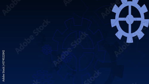 Industrial science, clockwork, technology. Technical blueprint template illustration on dark blue vector background.