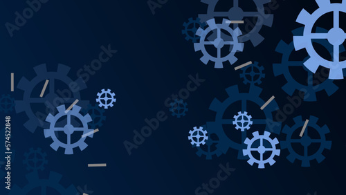 Technology background mechanical. Heap of digital gears on blue background