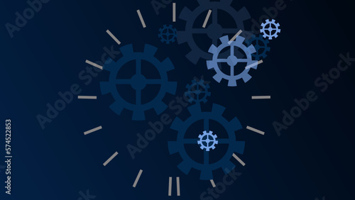 Technology background mechanical. Heap of digital gears on blue background