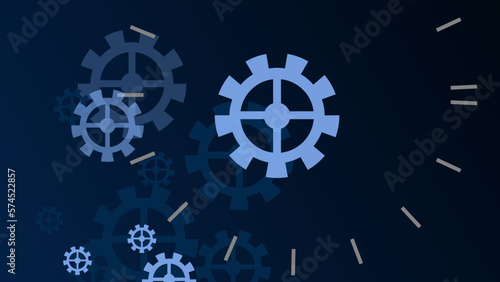 Technology background mechanical. Heap of digital gears on blue background