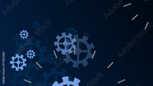 Technology background mechanical. Heap of digital gears on blue background