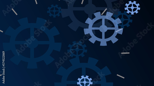Technology background mechanical. Heap of digital gears on blue background