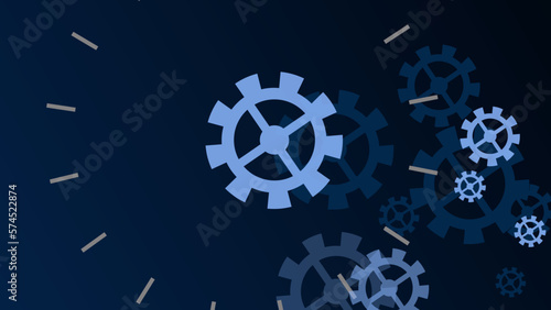 Technology background mechanical. Heap of digital gears on blue background
