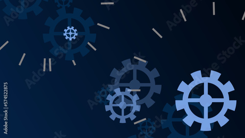 Technology background mechanical. Heap of digital gears on blue background