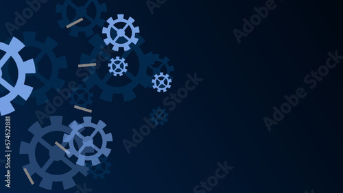 Technology background mechanical. Heap of digital gears on blue background