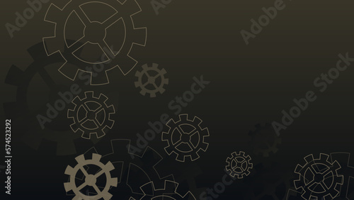 Teamwork concept. Technical support illustration, isolated on dark background. Cartoon realistic clockwork background.