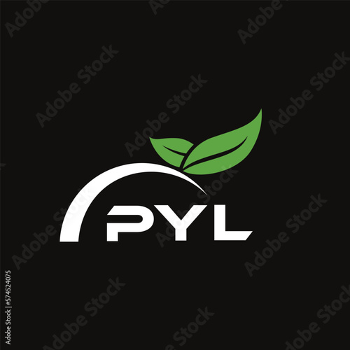 PYL letter nature logo design on black background. PYL creative initials letter leaf logo concept. PYL letter design.