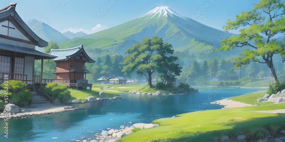青空の綺麗な風景のイラスト背景素材 青空の綺麗な風景のイラスト背景素材