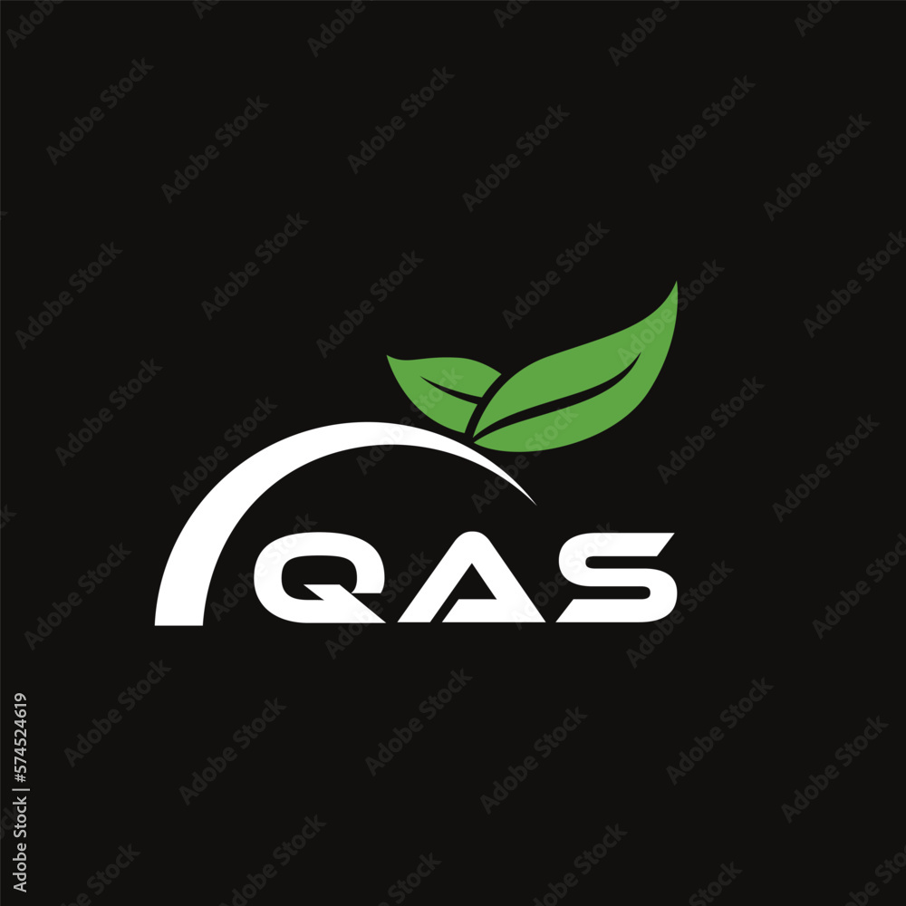 Fototapeta premium QAS letter nature logo design on black background. QAS creative initials letter leaf logo concept. QAS letter design.