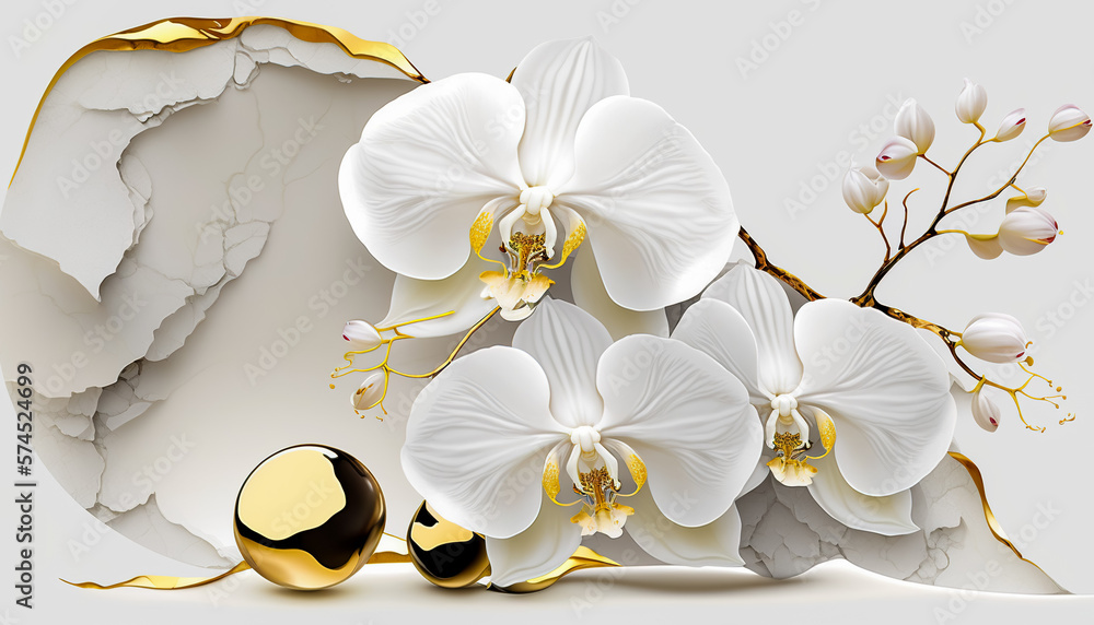 custom made wallpaper toronto digitalAbstract background with orchid flowers. illustration. Generative AI