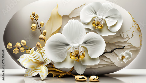 Abstract background with orchid flowers. illustration. Generative AI