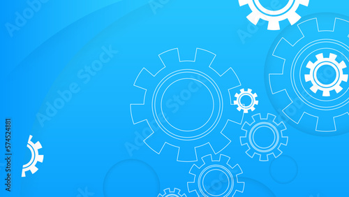 Background of cogwheels and clock mechanism. Abstract industrial technology concept  gears connection on blue background.