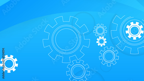 Background of cogwheels and clock mechanism. Abstract industrial technology concept  gears connection on blue background.