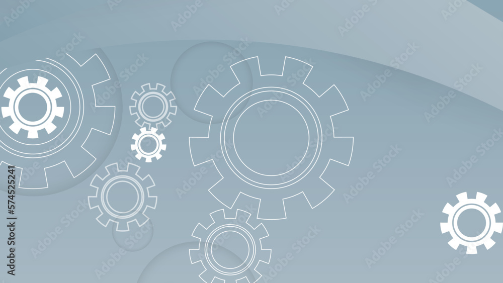 Light grey abstract background with gears, vector illustration. Minimal idea concept.
