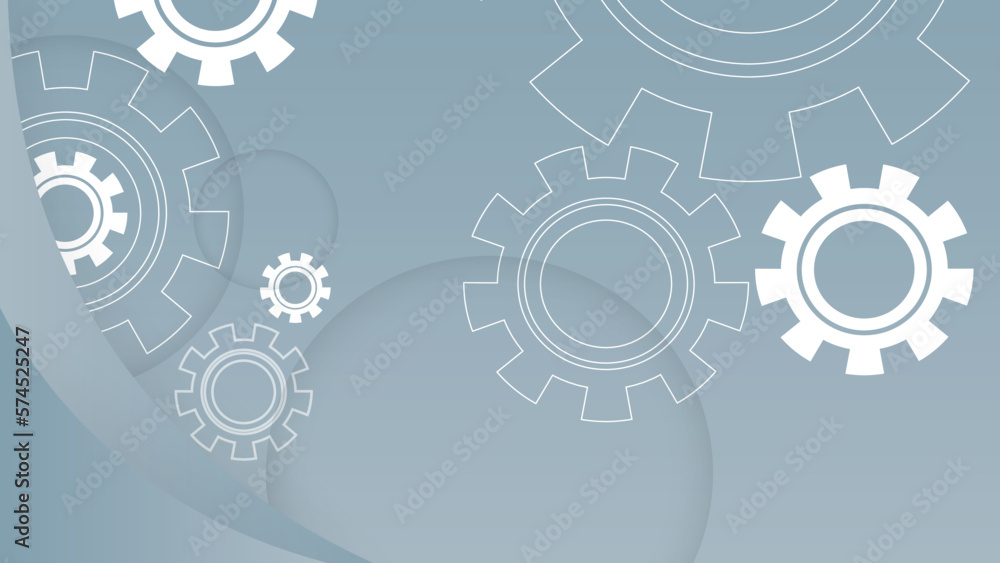 Light grey abstract background with gears, vector illustration. Minimal idea concept.