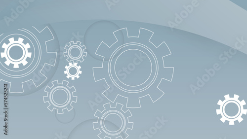Light grey abstract background with gears, vector illustration. Minimal idea concept.