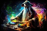 wizard dj colorful crazy music party rave, generative by A