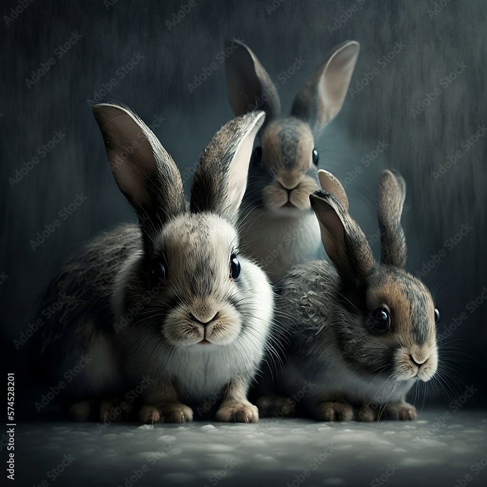 Fototapeta premium rabbits on a dark background