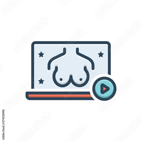 Color illustration icon for porn