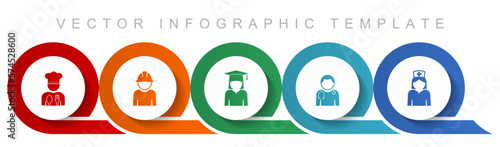 Human resources icon set, miscellaneous icons such as chef, worker, student, doctor and nurse for webdesign and mobile applications, flat design infographic vector template in eps 10