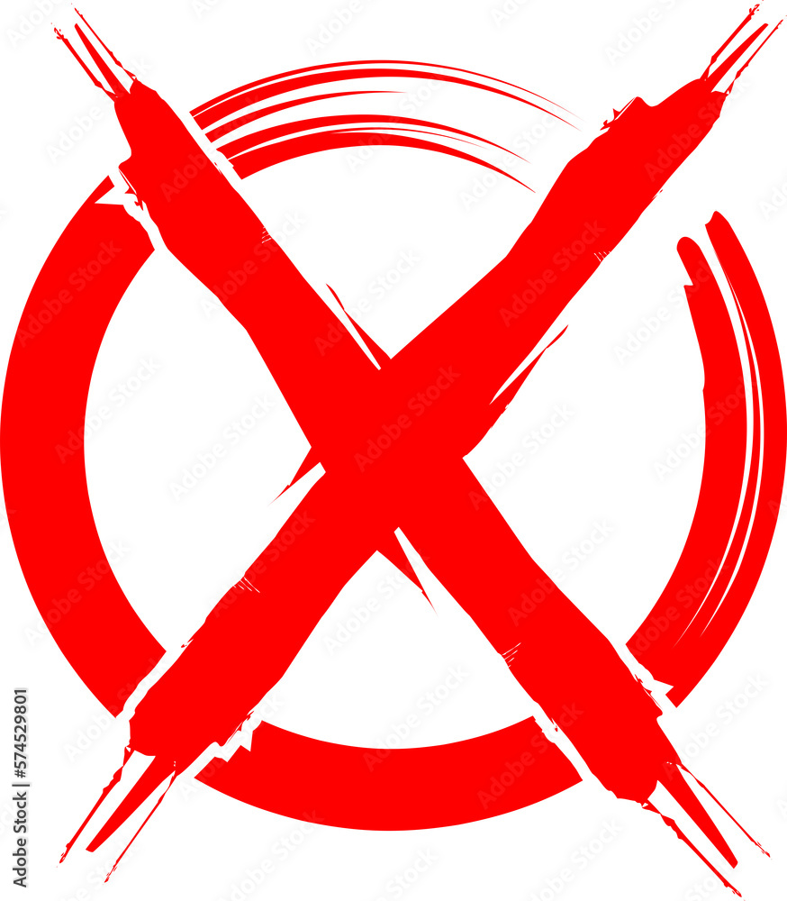 Red X sign symbol, icon, letter x sign, no sign design transparent