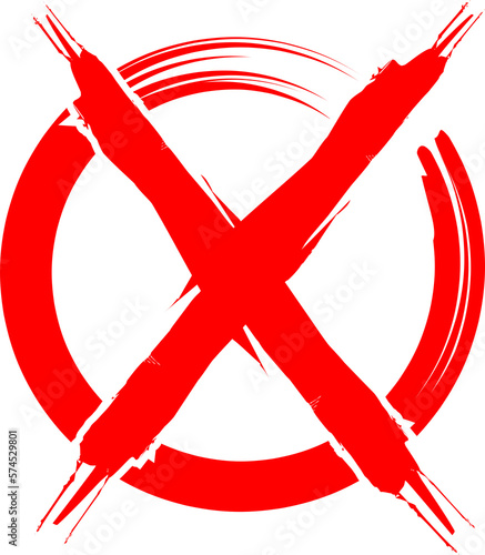 Red X sign symbol, icon, letter x sign, no sign design transparent background