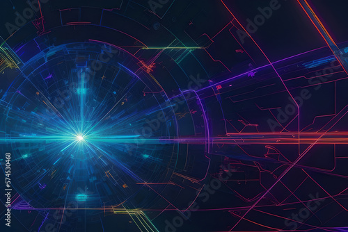 Abstract Futuristic Radial Orb Neon Lines Sci-Fi High Details Tech Background Generative AI illustration