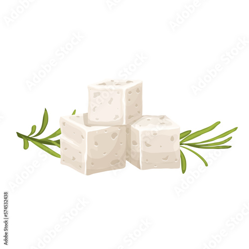 cheese feta white food cartoon vector illustration