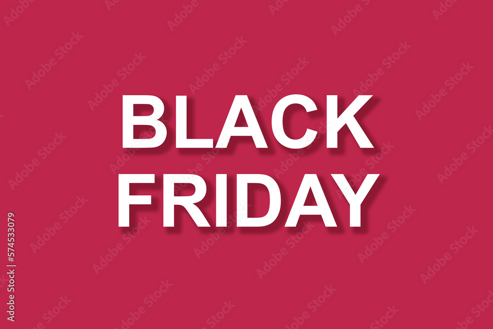 Black Friday white text with shadow on red magenta background.