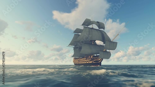 Sailing Galleon 3D Video Animation